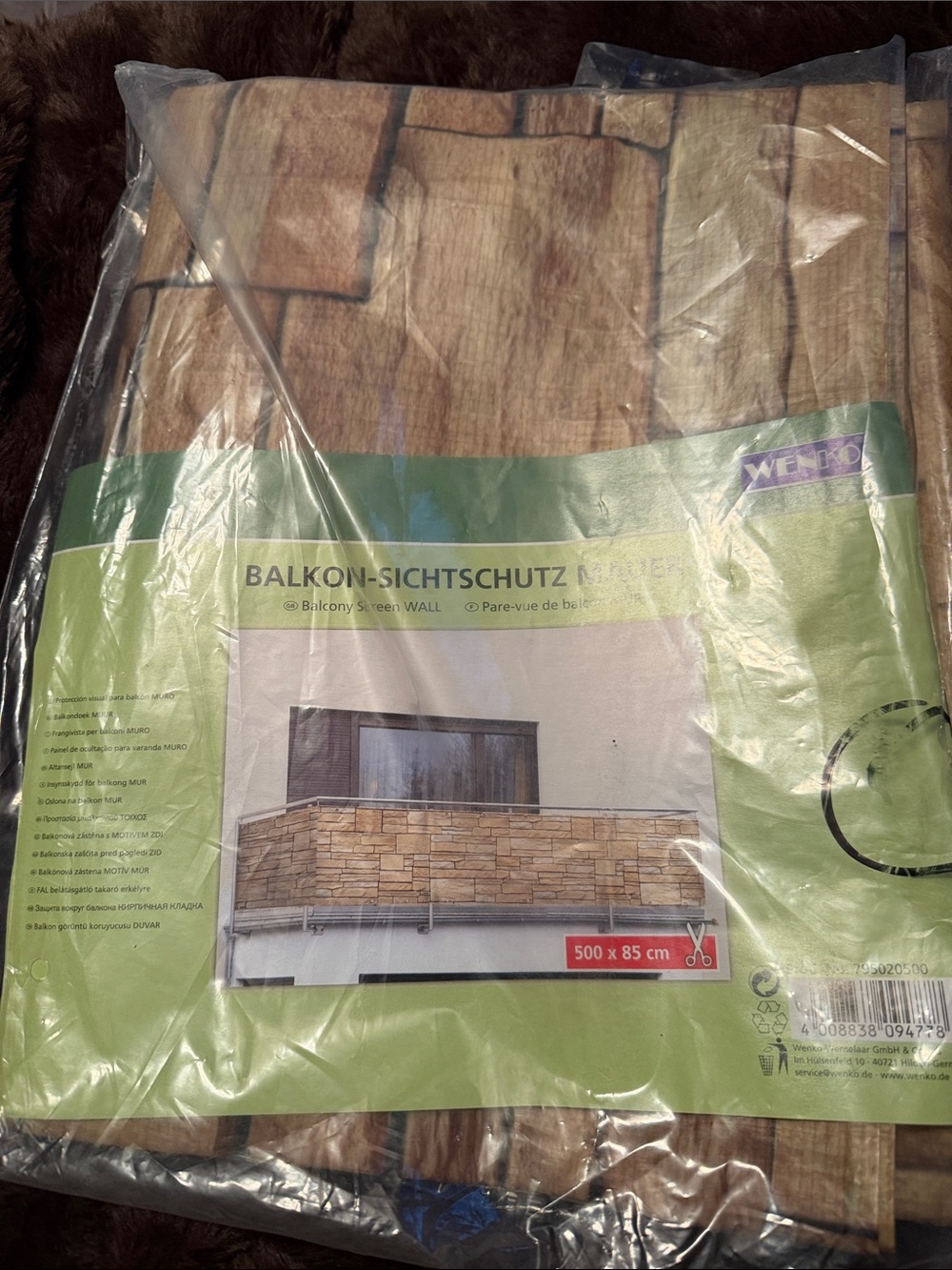 Wenko Balkon Sichtschutz Mauer Balcony Screen Wall 500x85 CM Decorative Balcony